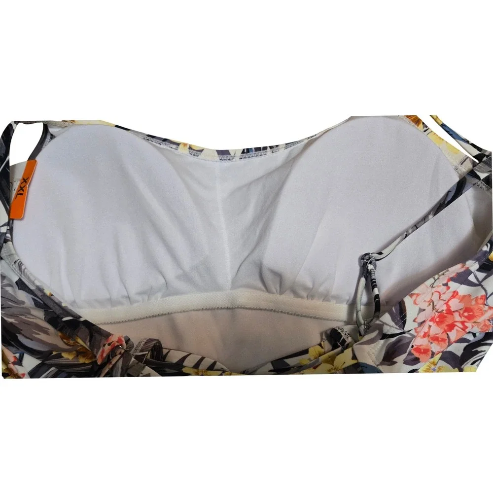 Hurley Women's Tropical Floral One‎ Piece Swimsuit Strappy Back White XXL